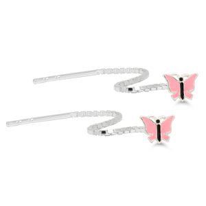 SILVER KEDJEÖRHÄNGEN ROSA FJÄRIL