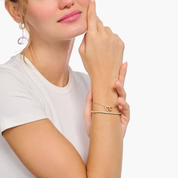 THOMAS SABO ARMBAND SAMMANLÄNKADE HJÄRTAN GULDFÖRGYLLT - Bild 2