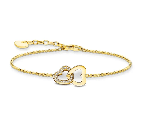 THOMAS SABO ARMBAND SAMMANLÄNKADE HJÄRTAN GULDFÖRGYLLT