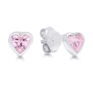 SILVERÖRHÄNGEN HJÄRTA MED ROSA STEN