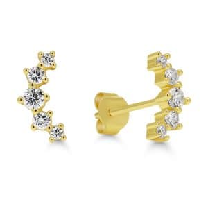 SILVERÖRHÄNGEN MED ZIRKONER I BÅGFORM GULDFÖRGYLLD