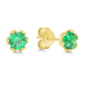 SILVERÖRHÄNGEN MED GRÖN ZIRKON GULDFÖRGYLLD