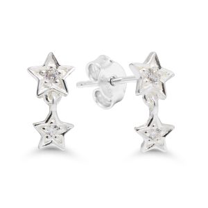 SILVERÖRHÄNGEN STJÄRNOR MED ZIRKONER