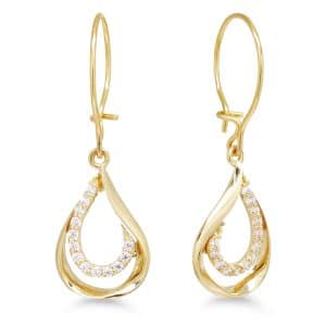 DROPPFORMADE GULDÖRHÄNGEN MED ZIRKONER